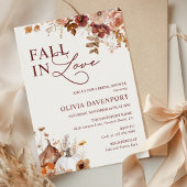 Fall in Love Rustic Pumpkin Floral Bridal Shower 招待状