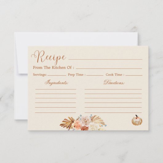 Fall In Love Rustic Terracotta Bridal Recipe Card 招待状 (正面)