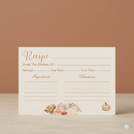 Fall In Love Rustic Terracotta Bridal Recipe Card 招待状