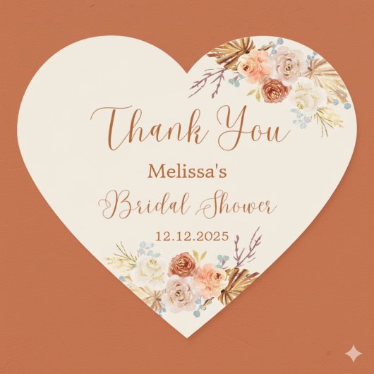 Fall In Love Rustic Terracotta Bridal Shower ハートシール