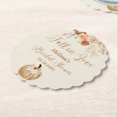 Fall In Love Rustic Terracotta Bridal Shower ペーパーコースター (アングル)