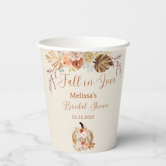 Fall In Love Rustic Terracotta Bridal Shower 紙コップ (裏面)