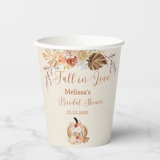 Fall In Love Rustic Terracotta Bridal Shower 紙コップ (正面)