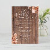 Fall In Love Rustic Wood Autumn Floral Wedding 招待状 (スタンド正面)