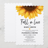 Fall in Love Sunflower Baby Shower 招待状 (正面/裏面)