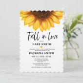 Fall in Love Sunflower Baby Shower 招待状 (スタンド正面)