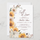 Fall In Love Sunflower Rustic Daisy  Bridal Shower 招待状 (正面)