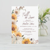Fall In Love Sunflower Rustic Daisy  Bridal Shower 招待状 (スタンド正面)