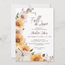 Fall In Love Sunflower Rustic Daisy  Bridal Shower 招待状