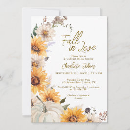 Fall In Love Sunflowers Pumpkin Boho Bridal Shower 招待状