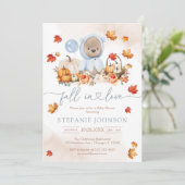Fall in Love Teddy Bear Baby Shower Invitation 招待状 (スタンド正面)