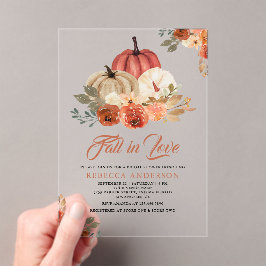 Fall in Love Terracotta Rust Pumpkin Bridal Shower アクリル招待状