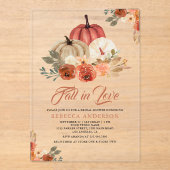 Fall in Love Terracotta Rust Pumpkin Bridal Shower アクリル招待状 (正面)