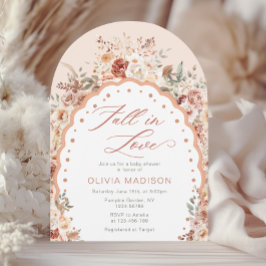 Fall in Love Watercolor Fall Floral Baby Shower 招待状