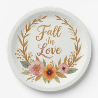 Fall In Love Wedding Paper Plates ペーパープレート
