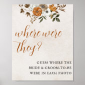 Fall in Love | Where Were They Bridal Shower Sign ポスター (正面)