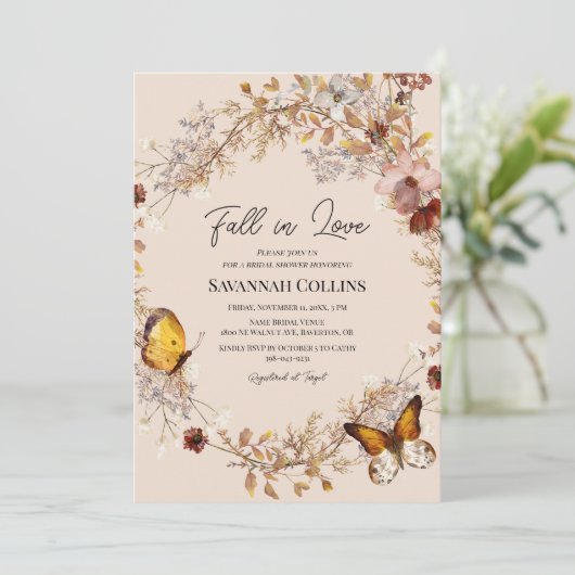 Fall in Love Wildflower Bridal Shower Invitation 招待状 (スタンド正面)