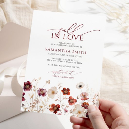 Fall In Love Wildflowers Bridal Shower 招待状