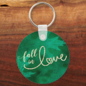 Fall in Love with Autumn | Emerald Green and Gold キーホルダー (正面)