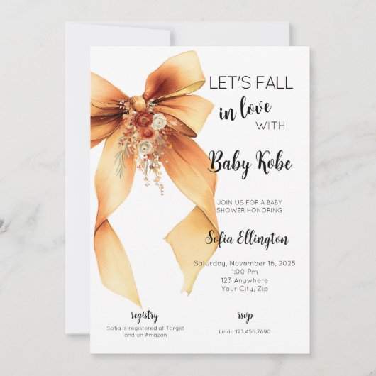 Fall in Love with Baby Shower Invitation 招待状 (正面)
