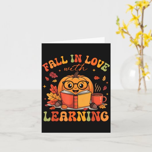 Fall In Love With Learning Autum Thanksgiving Teac カード (黄色い花)