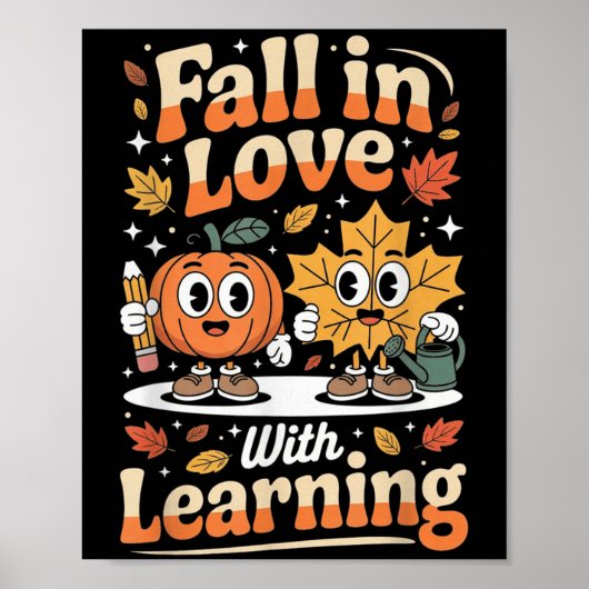 Fall In Love With Learning Autumn Pumpkin Teacher  ポスター (正面)