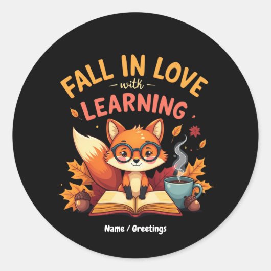 Fall in Love with Learning Funny Halloween Design  ラウンドシール (正面)