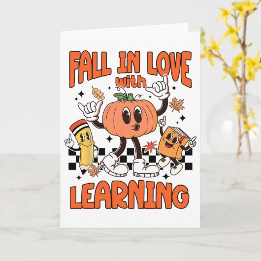 Fall In Love With Learning Thanksgiving Teacher Ki カード (黄色い花)