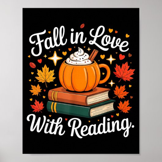 Fall In Love With Reading Autumn Pumpkin Mug Book  ポスター (正面)