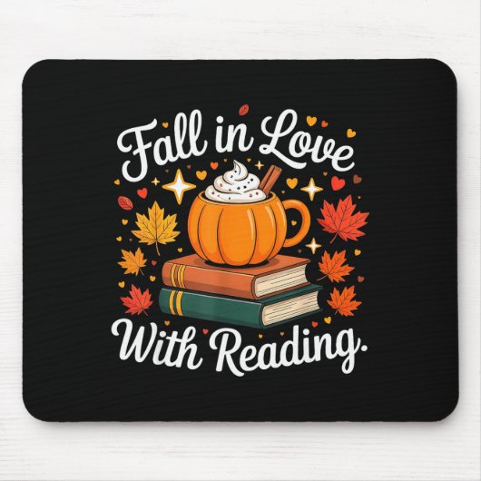 Fall In Love With Reading Autumn Pumpkin Mug Book  マウスパッド (正面)