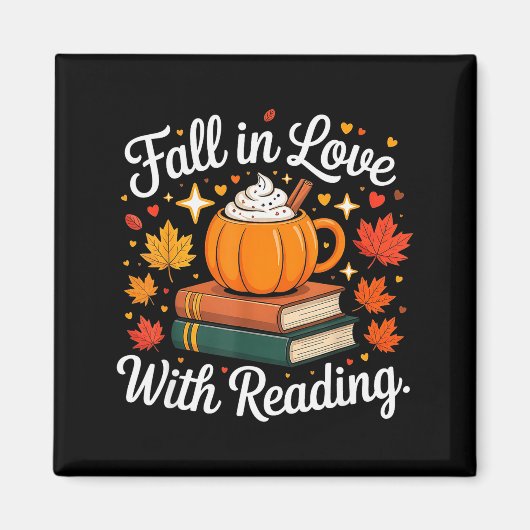 Fall In Love With Reading Autumn Pumpkin Mug Book  マグネット (正面)