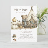 Fall In Love Woodland Bear Baby Shower 招待状 (スタンド正面)