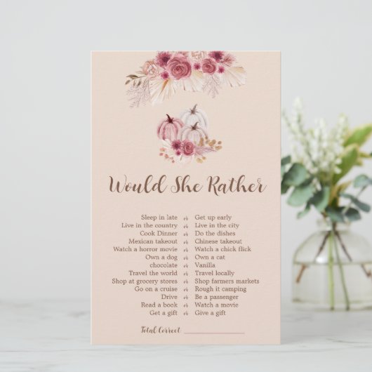 Fall In love Would She Rather Bridal Shower Game (スタンド正面)