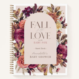 Fall in Love Wreath Pink Baby Shower Guest Book ノートブック
