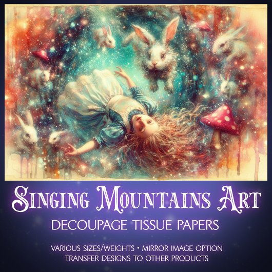 Fall Into Imagination Alice Fantasy Art Decoupage 薄葉紙