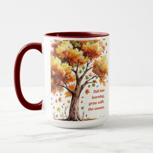 Fall Into Learning – Inspirational Autumn マグカップ (左)
