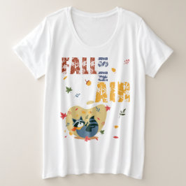 Fall Is in The Air Raccoon Autumn プラスサイズTシャツ