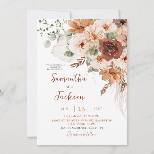 Fall Ivory Boho Wedding Invitation 招待状 (正面)