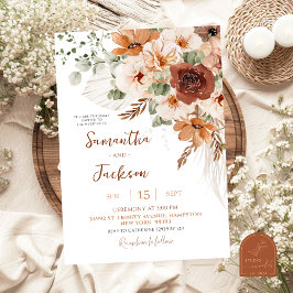  Fall Ivory Boho Wedding Invitation 招待状