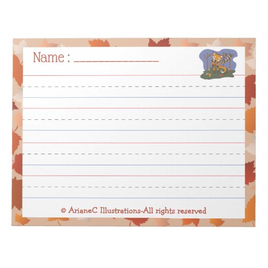 Fall Kid Handwriting Practice Notepad ノートパッド (正面)
