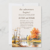 Fall Lake Adventure Begins Couples Shower 招待状 (正面)