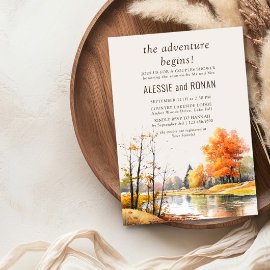 Fall Lake Adventure Begins Couples Shower 招待状