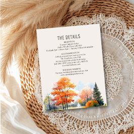 Fall Lake Wedding Details Watercolor Enclosure エンクロージャーカード