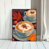 Fall Latte Date | 秋の珈琲の葉 水彩画 ポスター