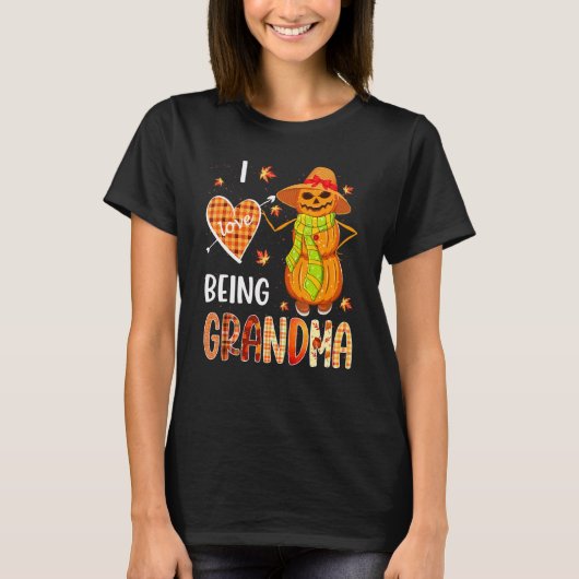 Fall Leaf Grandma Pumpkin Snowman Thanksgiving Aut Tシャツ (正面)