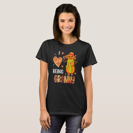 Fall Leaf Granny Pumpkin Snowman Thanksgiving Autu Tシャツ (正面フル)