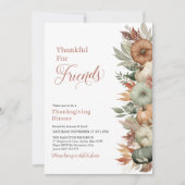 Fall Leave Thanksgiving Dinner Rustic Pumpkin  招待状 (正面)