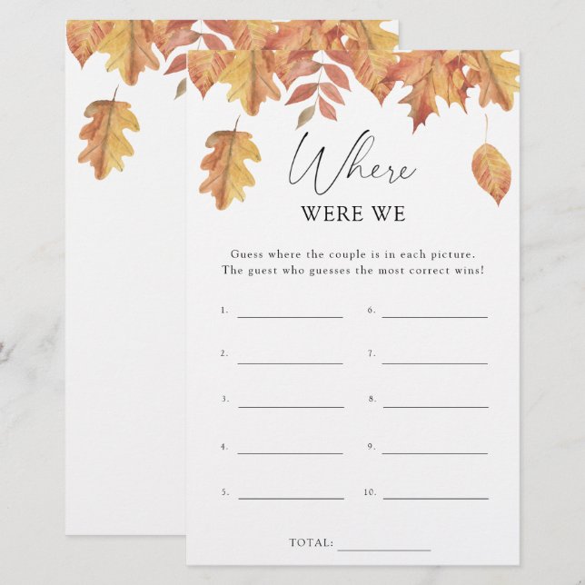 Fall leaves - 結婚前パーティーゲーム 過去にどこにいた？ (正面/裏面)