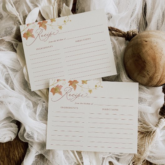 Fall Leaves Bridal Shower Recipe Card ポストカード