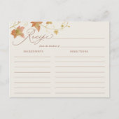Fall Leaves Bridal Shower Recipe Card ポストカード (正面)